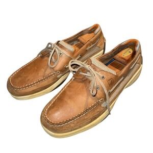 Sperry Lanyard Boat Shoes Mens 13M Brown Leather Deck Shoes *Worn Inner Lining